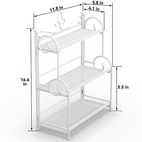 Bathroom Counter Organizer - Spice Rack Countertop 3 Tier Counter Shelf Organizer for Bathroom Kitchen Bedroom Foldable White - view 4