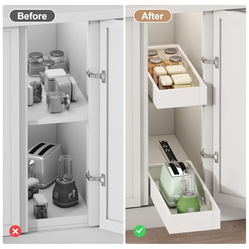 2Pc Pull out Cabinet Organizer,7"-11"W,17"-24"D,Expandable - view 6