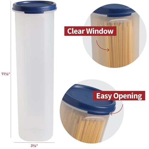 Tall Clear Spaghetti Pasta Container Storage With Lid-2 Pk.Multi-Purpose Kitchen Pantry Organization And Food Storage For Noodles Beans Straws - Airtight Leakproof Spaghetti Keeper BPA Free 37 oz. - view 3