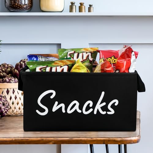 Snack Bin for Pantry - Snack Basket Organizer for Countertop - Imitation Linen Snack Storage Containers for Storing Chips, Pretzels, Cookies, Popcorn and more - Kitchen Organization - view 4