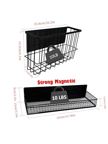 2 Pack Magnetic Storage Rack for Spice, Magnetic Organization Shelf for Refrigerator, Fridge, Washing Machine, Oven, Coffee Maker, Metal Peg Board, Stacked Washer and Dryer 010 - view 4
