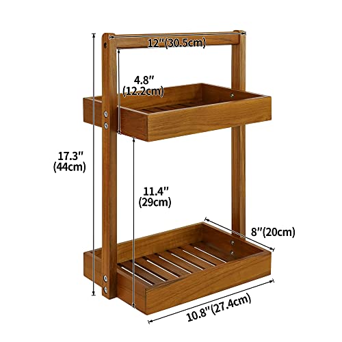 Teak Dish Drying Rack and 2 Tier Standing Shower Organizer Caddy - view 5