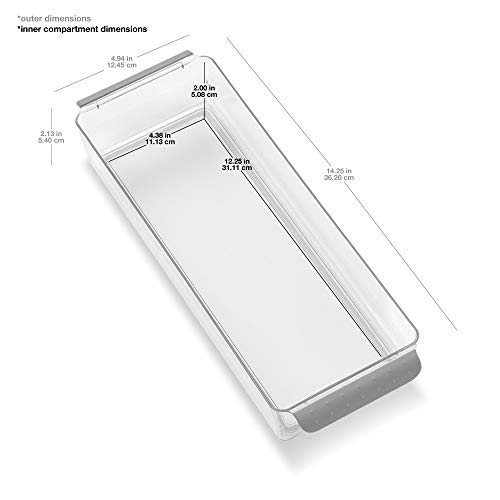 Premium Long Premium Fridge Bin, Organizer for Produce, Cheeses, Meats & Deli Items, Dry-Erase Label Area, Multi-Purpose Fridge Storage, Soft Grip Handles, Grey - view 4
