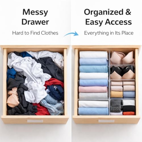 Custom Size Clear Acrylic Drawer Dividers, Adjustable Interlocking Organizer Inserts for Clothes Underwear Socks Bras Scarves Makeup & Accessories Transparent Drawer Storage Separator (transparent) - view 5