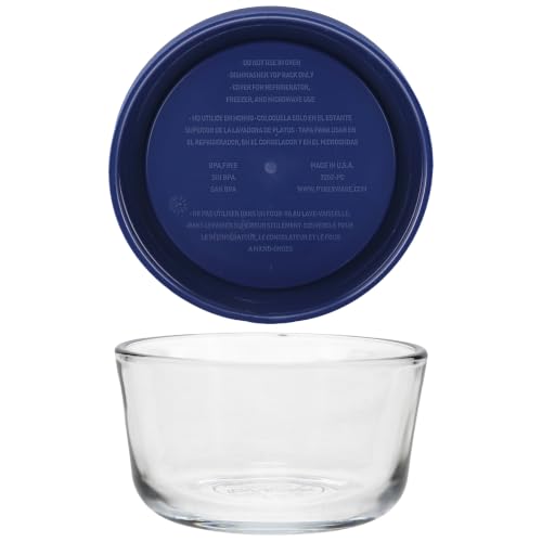 7202 1-Cup Glass Bowls & Dark Blue Lids (4-Pack) - Made in USA - view 5
