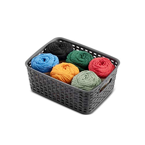 Set of 6 Plastic Storage Baskets - Small Pantry Organizer Basket Bins - Household Organizers with Cutout Handles for Kitchen Organization, Countertops, Cabinets, Bedrooms, and Bathrooms - view 4