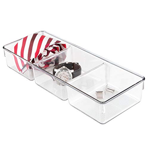 Plastic 3-Section Drawer Organizer for Kitchen, Bathroom, or Office Storage - Clear - view 2