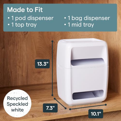 SinkSuite Bag & Pod Dispenser, Standing Garbage Bag and Dishwasher Pod Organizer with Removable Lids for Storage, Speckled White - view 3
