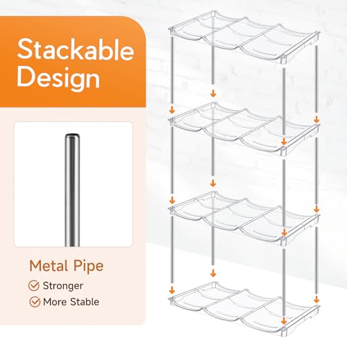 Water Bottle Organizer, Stackable Bottle Storage Rack, 4 Pack Water Bottle Holder for Kitchen Fridge Cabinet Organization and Storage, Plastic Wine Rack/Drink Bottle Holder (2 Pack - Hold 6) - view 3