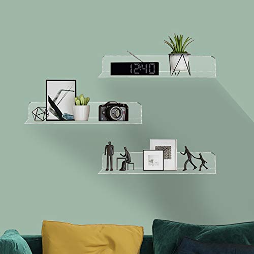 Clear Acrylic Shelves 12 Inch, Floating Wall Mounted Shelf for Wall Storage, Set of 2 - view 5