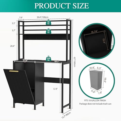 Farmhouse Pantry Cabinet with Trash Can Bin & Power Outlets - view 2