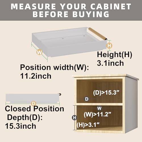 Pull Out Cabinet Organizer, 15.3'' Deep Expandable Slide Out Cabinet Organizer Fixed with Adhesive Nano Film, Slide Out Drawers Pull Out Tray for Cabinet in Kitchen, Pantry, Bathroom, White - view 2