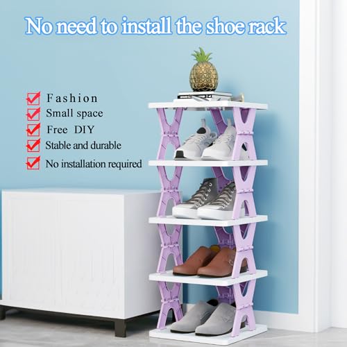 6 Tier Kids Shoe Rack, Collapsible Shoe Rack for Kids' Rooms, Foldable Vertical Shoe Organizer for Front Door Entrance, Compact Shoe Storage Shelf for Narrow Spaces - view 5