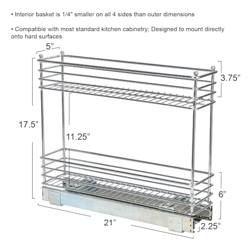 Chrome 2-Tier Sliding Cabinet Organizer, 5" - view 2