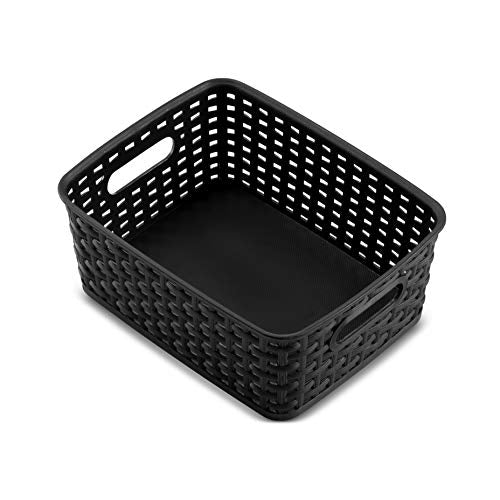Set of 6 Plastic Storage Baskets - Small Pantry Organizer Basket Bins - Household Organizers with Cutout Handles for Kitchen Organization, Countertops, Cabinets, Bedrooms, and Bathrooms - view 2