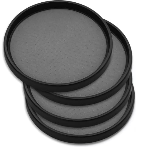 10 Inch Lazy Susan (Set of 4) - Non-Skid Turntable, Black