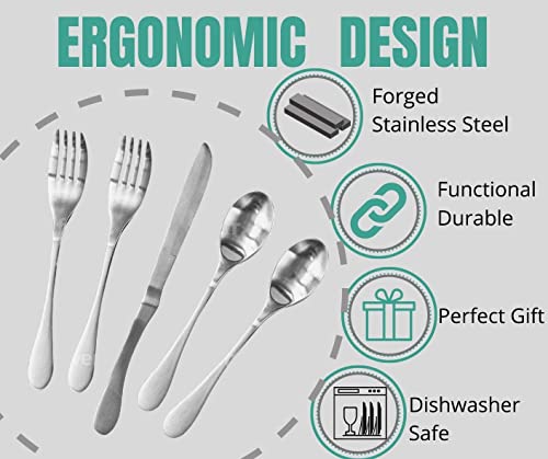 Original Collection Cutlery Utensils 18/10 Stainless Steel Flatware Set, 20 Piece, Matte Silver and Storage Tray/Flatware Organizer, large, Weathered Gray - view 4