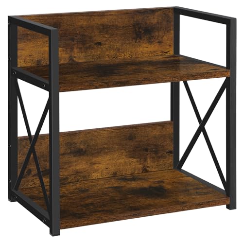 Countertop Shelf Organizer,Coffee Bar Accessories,Spice Rack,Coffee Counter Shelf,2 Tier Coffee Organizer Station for Mugs,Cups,Cream,Syrup(Rustic Brown, Medium)
