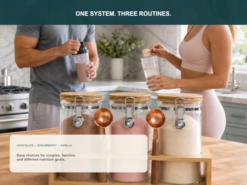 Glass Protein Powder Jars Set with Spoons & Rack - view 6