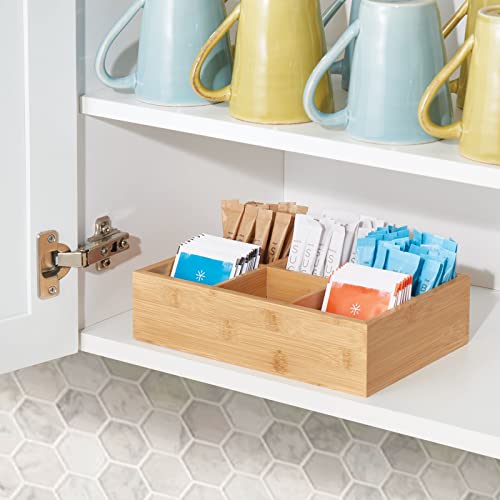 Bamboo Tea & Food Storage Organizer Container Box - Wooden Holder Case for Tea Bags, Coffee, Snacks, Sugar, Sweeteners, and Small Packets - Echo Collection - Natural Wood - view 2