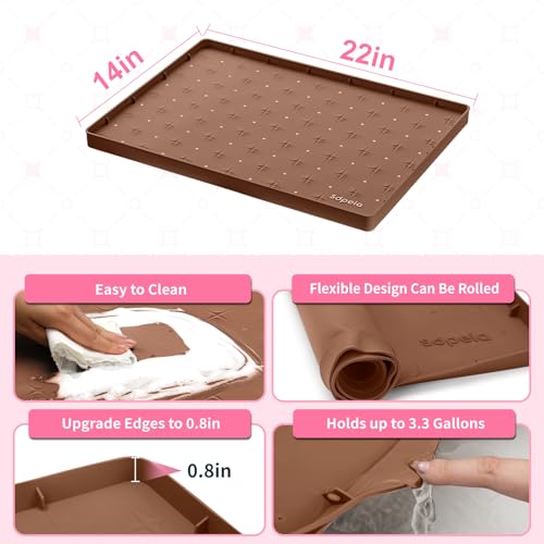 Under Sink Mat 22"×14" Waterproof Silicone Cabinet Liner & Sink Protector for Kitchen & Bathroom, Multi-Purpose Organizers Tray for Pets, Laundry, Cat Litter Mat - view 4