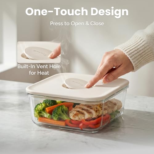 Glass Food Storage Containers with Lids & Organizer (Cream) - view 4