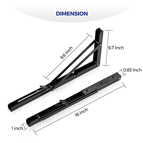Matte Black Folding Shelf Brackets, 16 Inch, 2 Pack - view 2