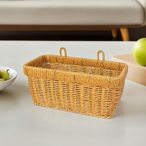 2pcs Wall Hanging Basket Faux Rattan Woven Vegetable Storage Organizer - view 5