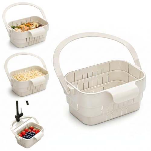 Foldable Hanging Sink Drain Basket,Compact Kitchen Organizer and Vegetable Strainer for Small Spaces,Collapsible Faucet Caddy for RV and Apartment(WHITE)