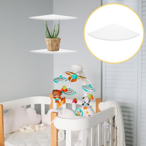 3pcs White Wood Wall Corner Shelf Triangle Fan Shaped Rack - view 6