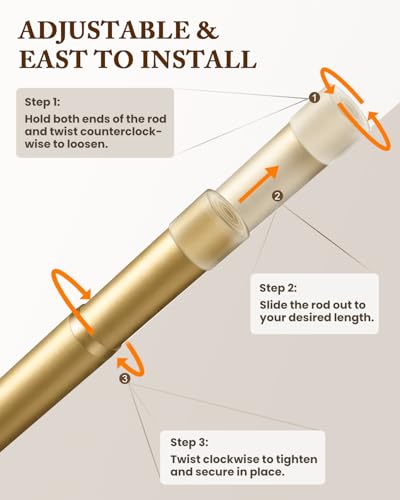 Heavy Duty Closet Rod, 17-28 IN Closet Rods for Hanging Clothes, Gold - view 4