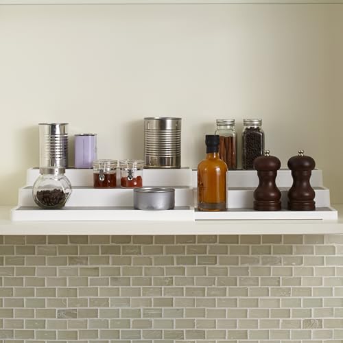 3-Tier Expandable Spice Rack Organizer, Pantry & Countertop Organizer, 15 Inch Tiered Shelf, Slip-Resistant Design for Jars and Bottles, White - view 2