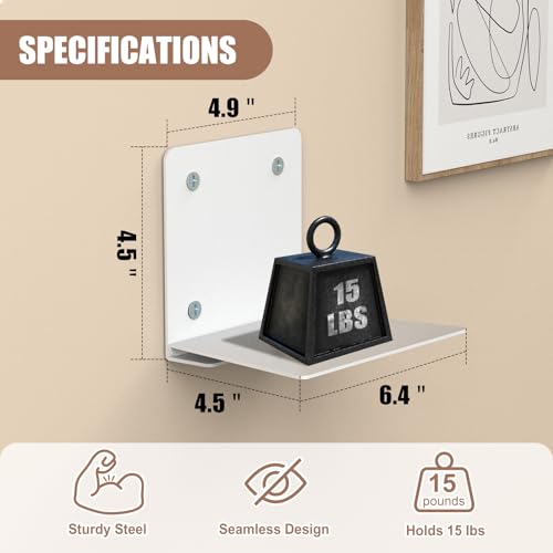 Invisible Floating Bookshelf, Heavy-Duty Hanging Bookshelves, Steel Constructed Wall Mounted Hidden Bookshelf with Mounting Hardware, 6PCS White - view 2