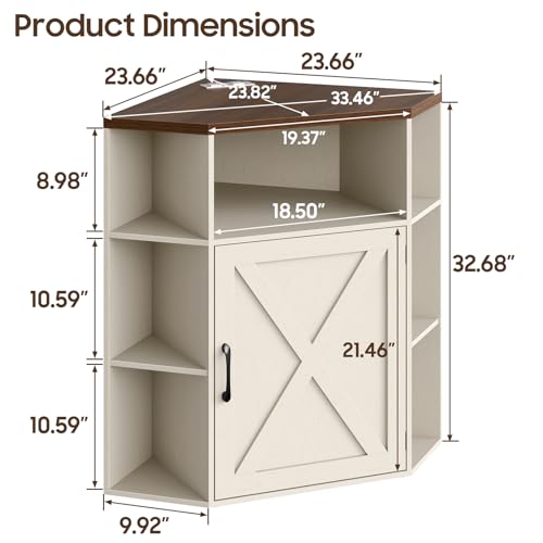 Corner Cabinet, Farmhouse Corner Storage Shelf, Off White - view 2
