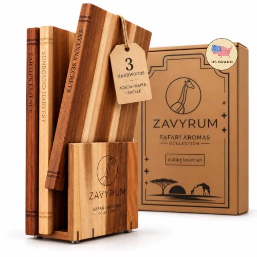 Book Cutting Board Set - 3 Hardwood Chopping Boards