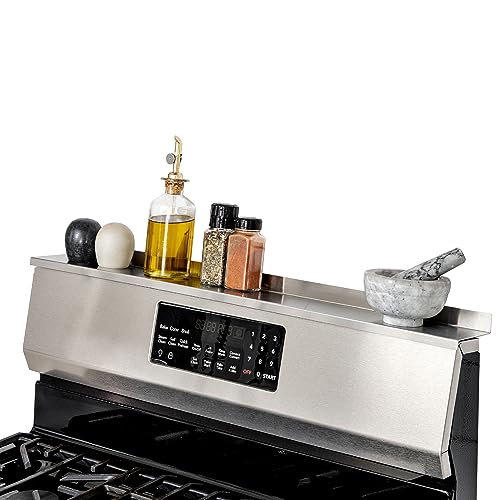 StoveShelf 20" Apartment Length Stainless Steel Finish Magnetic Shelf for Kitchen Stove - Kitchen Storage Solution with Zero Installation - Over Stove Spice Rack Organizer