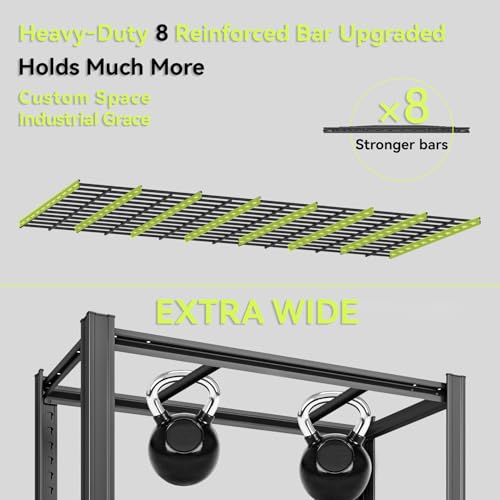 Extra Large/Big 55.12"W Father&I Industrial 6-Heavy-Dudy-Shelf-Rack Utility Tall Garage/Warehouse Shelving Metal/Steel Storage Shelves Unit/System Adjustable for Bin/Shed, 84"*55.12*24", Black - view 6