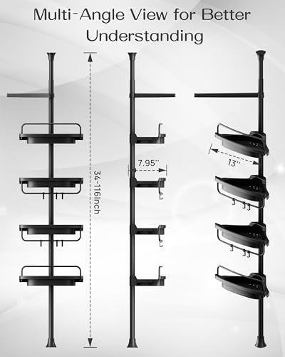 Corner Shower Caddy Tension Pole for Shampoo Holder, Stainless Steel Rod - view 2