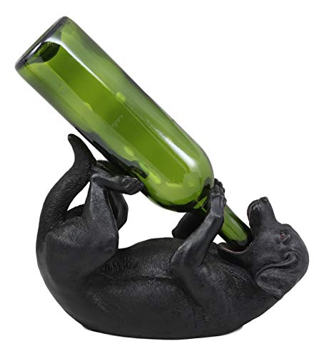 Ebros Lifelike Purebreed Pedigree Canine Adorable Black Labrador Retriever Dog Wine Bottle Holder Figurine Statue As Kitchen Wine Cellar Centerpiece Decor Storage Organizer - view 5