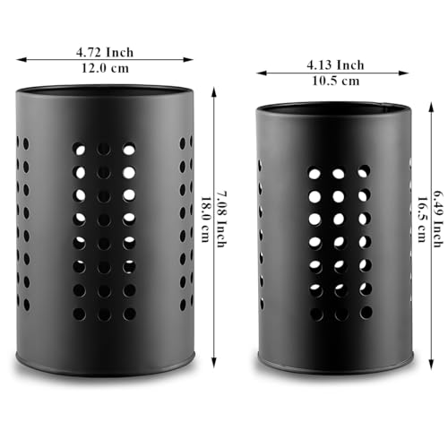 Kitchen Utensils Holder for Counter Top 2 Pieces, Black Stainless Steel Cutlery Holder, Kitchen Essentials Farmhouse Style Home Countertop Organizer - view 2