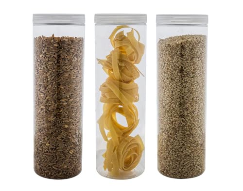 Silicook Clear Plastic Jar, Set of 3-40oz, Round Shaped, Transparent, Food Storage Container, Kitchen & Household Organization for Dry goods, Noodles, Spices and More - view 4