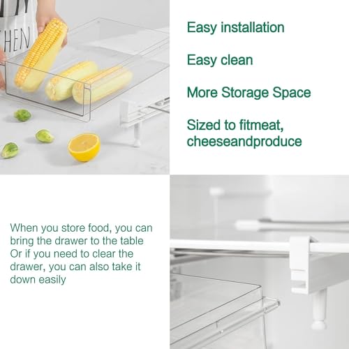 Large Fridge Drawer Organizer 14in-20in Upgradation Refrigerator Undershelf Drawer, Extra-Deep Storage Deli Meat, Cheese, Eggs, Fruit, Vegetable - view 7