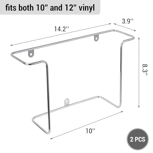 Set of 2 Silver Metal Wire Vinyl Record Wall Mounted Display Racks - view 5