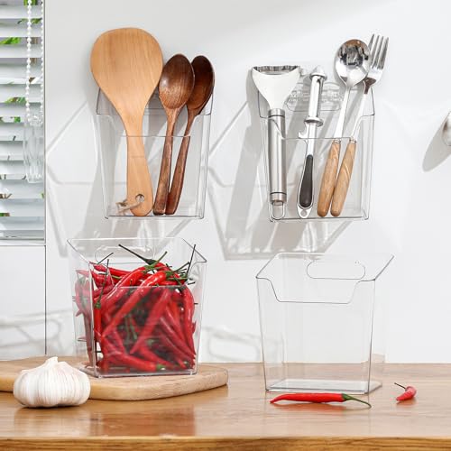 2 Pack Adhesive Cabinet Door Organizer, Clear Wall-Mounted Storage Bins(S) - view 5