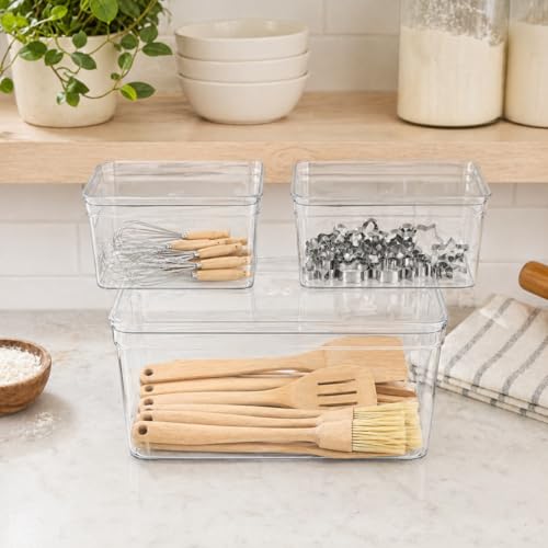 Baking Supplies Storage Containers 3Pc,Baking Kits with Handles&Lid for Adult,Stackable Bakeware Organizer Storage Bins,BPA Free Baking Accessories,Kitchen,Pantry Storage and Organization Box - view 6