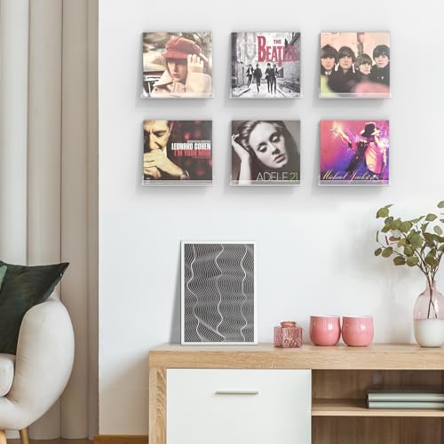 Vinyl Record Shelf Wall Mount, 12 Pack 12 inch Clear Acrylic Album Record Holder Display, Kids Bookshelf, Floating Wall Shelves for Bathroom, Bedroom, Living Room, Kitchen - view 2