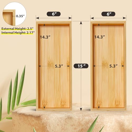 Bamboo Kitchen Drawer Organizer, Deep 2-Pack, 15" x 6" x 2.5" - view 2