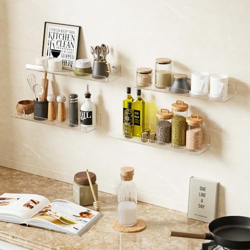 2 Pack Floating Shelves for Wall, 15" Clear Floating Wall Shelf - view 6