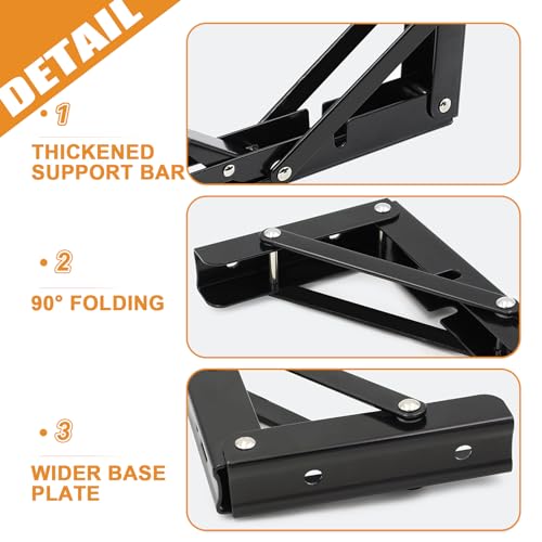 Folding Shelf Brackets, 10 Inch 2 Pcs Fold Down Table Support - view 4