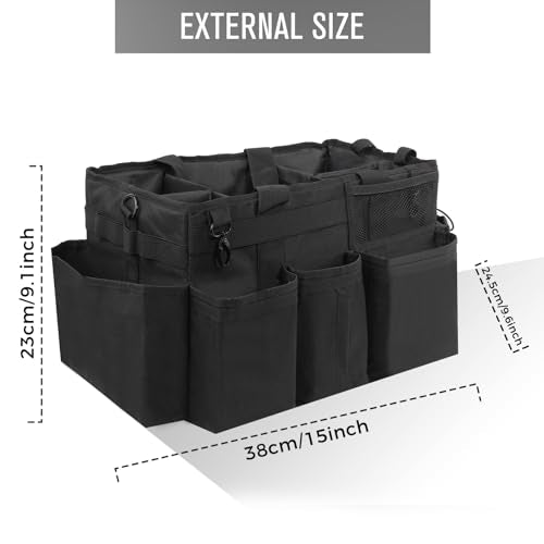 Wearable Cleaning Caddy Organizer with Handle & Shoulder Straps for Housekeepers, Under Sink & Car Cleaning Tool Organizer Bag with 4 Foldable Dividers (Black) - view 5